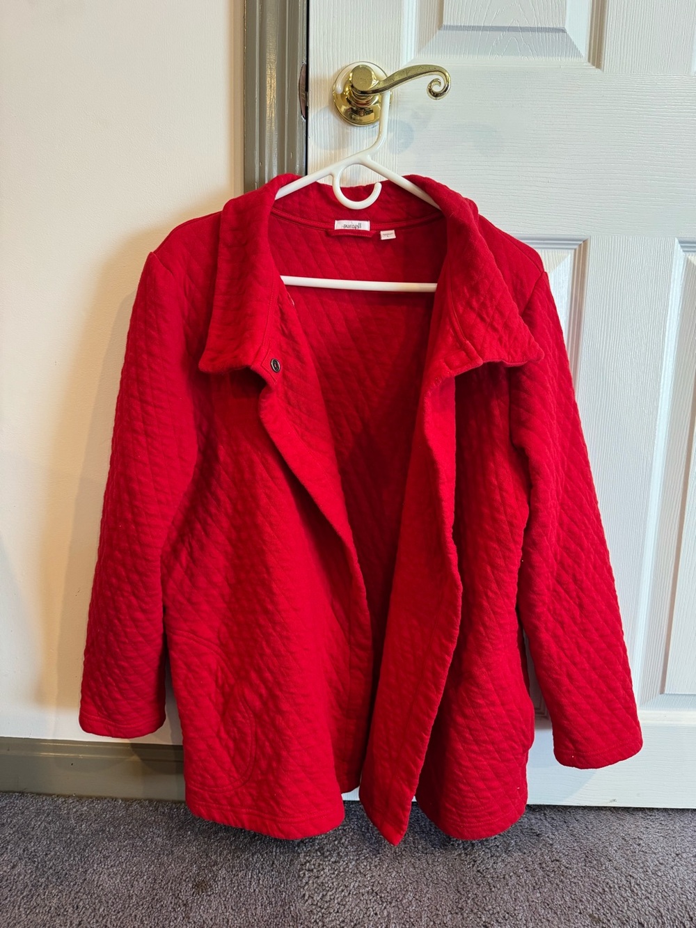 J. Jill Quilted Red Open-Front Fall Jacket